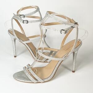 Aldo Silver Metallic Strappy Ankle Stiletto High Heels Shoes 8